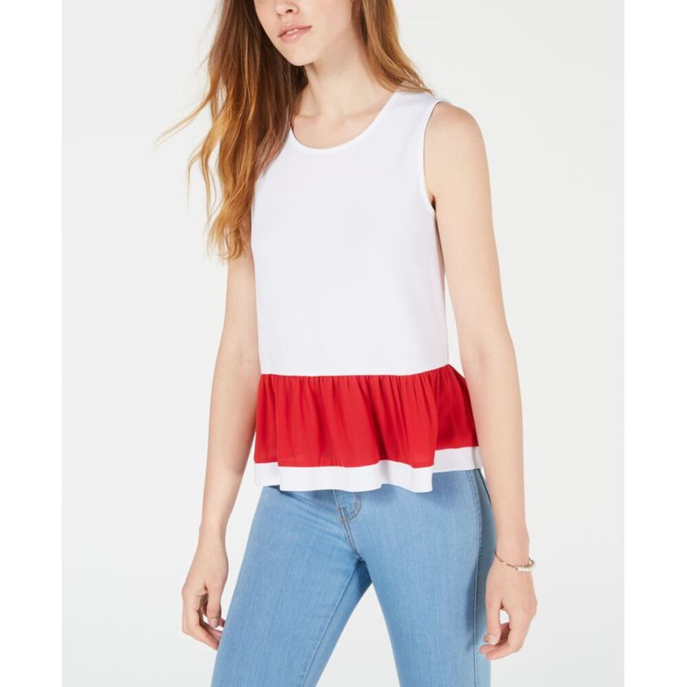 Maison Jules Two Tone Peplum Top
